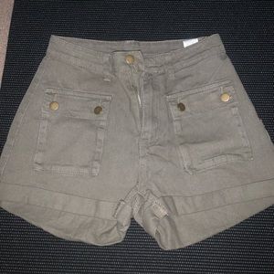 faded army green jean shorts